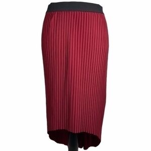 Piphany Magnolia Skirt High Low Pleated Maroon Skirt Black Elastic Waist Plisse